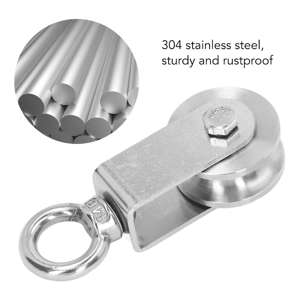 2pcs Dual Bearings U Groove Pulley 304 Stainless Steel Rope Pulley Roller Home Gym