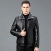 Genuine Leather Jacket Men's Winter Business Casual Middle-aged Dad Wear Thickened Velvet Lapel Jacket