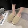 Зима 2024 года, новая корейская версия, бархатные однопедальные удобные пушистые туфли, женские повседневные туфли из хлопка с толстой подошвой