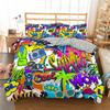 Модный комплект постельного белья с рисунком в стиле граффити, полиэстер, пододеяльник, наволочка, односпальная кровать размера «king-size», двуспальная кровать, полный размер «queen-size», полиэстер, пододеяльник