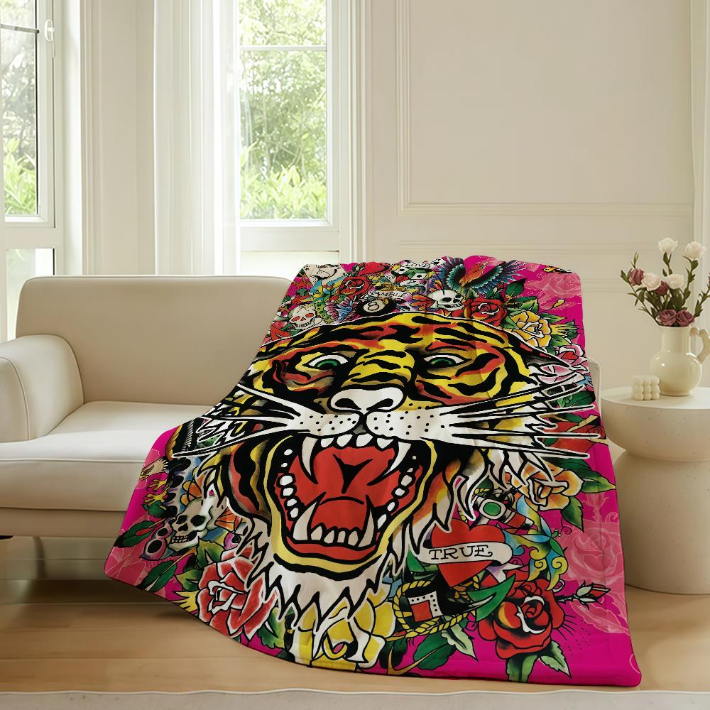 Модный принт E Ed H Hardy Плед Для Дивана Офиса Кровати Самолета Путешествий Сон Чтение Отдых Кемпинг Мягкий И Теплый