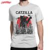 Футболки Catzilla в японском винтажном стиле заката для любителей кошек и котят, забавные хлопковые футболки с коротким рукавом, принтованные топы