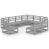 9 Piece Garden Lounge Set Grey Solid Pine Wood