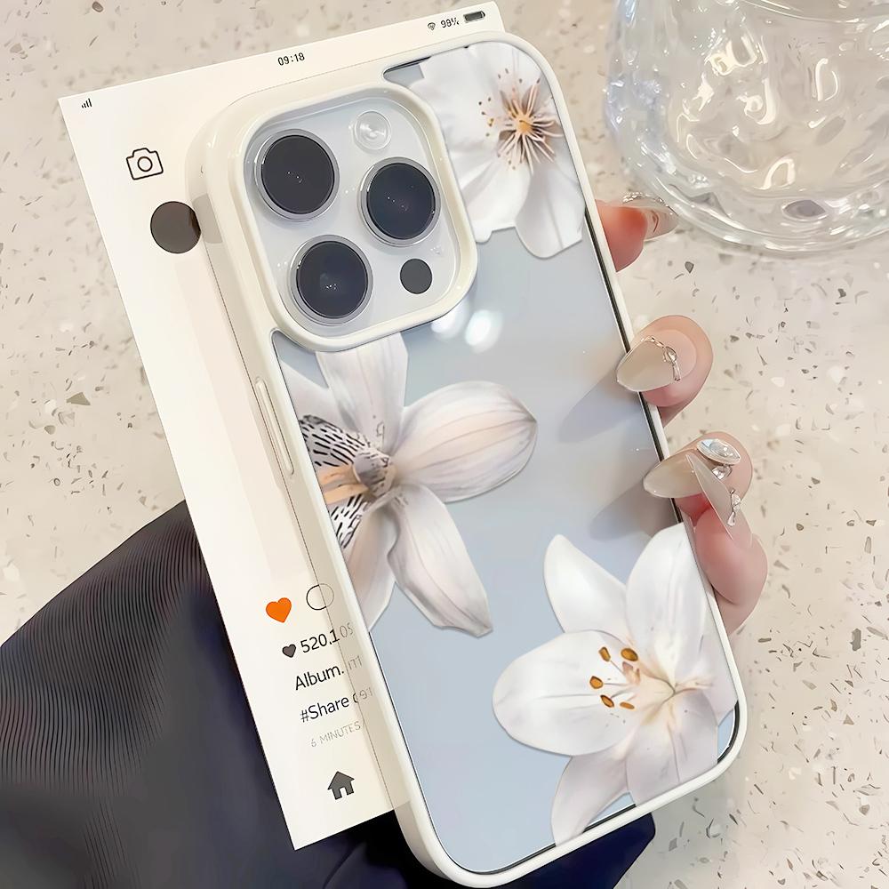 Чехол для телефона "Три белых цветка" для iPhone 17 Air 16 14 15 Pro Plus 13 12 11 Pro Max 16e Ударопрочный силиконовый чехол для телефона Fundas