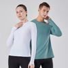 Men's Spring Autumn Quick Dry Running Ice Silk Long Sleeve Round Neck Breathable Shirt Solid Sports Fitness Inner Top