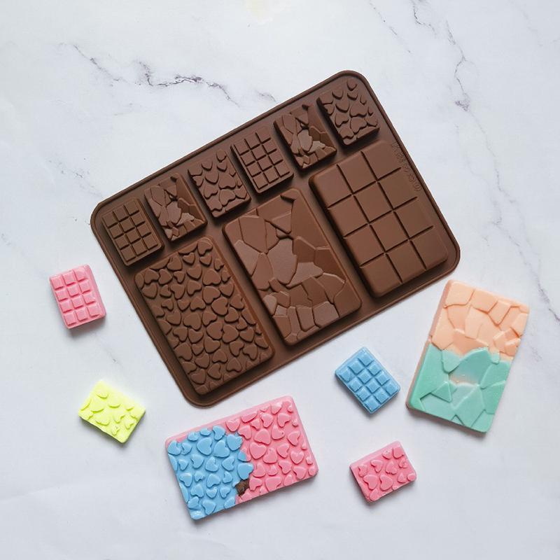 Формы для шоколада Прямоугольная форма для шоколадных плиток Форма для конфет Десерт Вафли Сердце для шоколада Силиконовая форма для выпечки Форма для расплавления воска