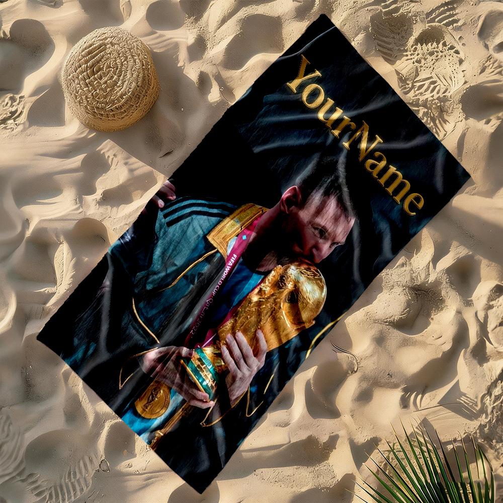 Messi Customized Name Beach Towel Soft Durable Quick-Dry Suitable for Swimming Gym Camping Yoga Vacation