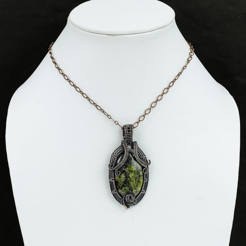 Dragon Bloodstone Pendant Copper Wire Wrapped Jewelry Handmade Gemstone Pendant Copper Wire Wrap Pendant Dragon Bloodstone Jewelry For Gift