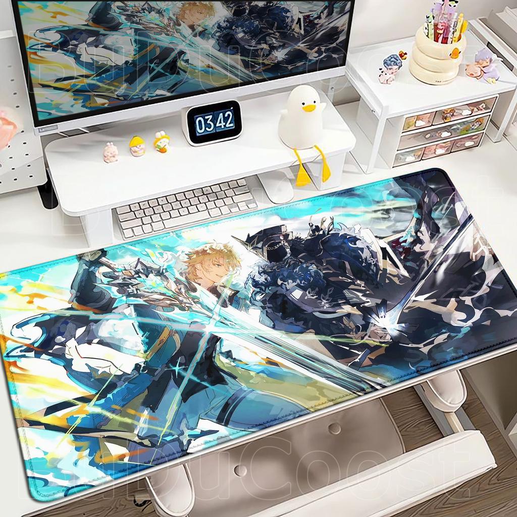 Новый коврик для стола Genshin Impact Аниме Игровой Крутой Varka Игровой коврик для мыши Заблокированный край Нескользящая резиновая игровая подставка Офисный коврик для клавиатуры и мыши