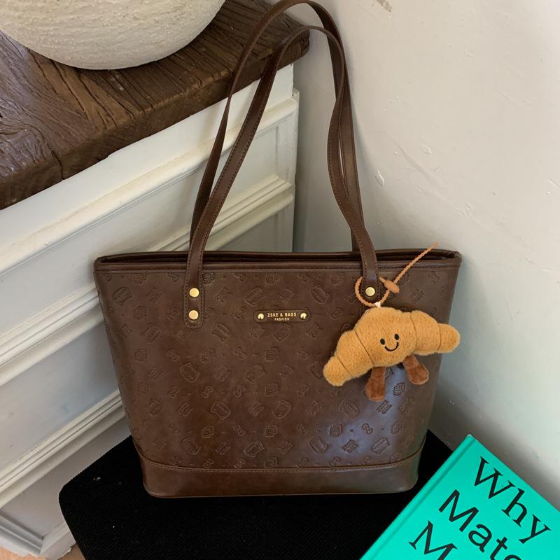 Корейская версия простой повседневной сумки большой вместимости женская 2025 осень и зима модная универсальная сумка-тоут для поездок на работу сумка через плечо