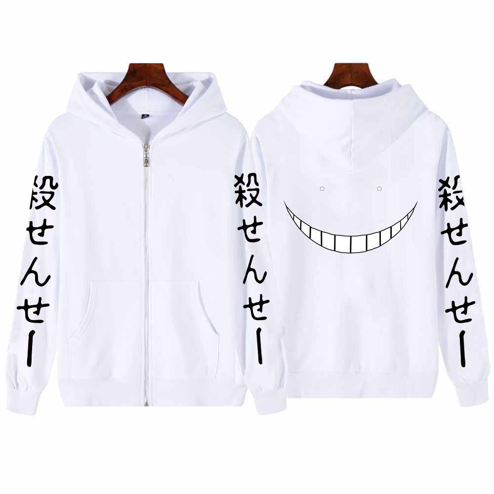 Аниме Класс убийц Korosensei Принт с капюшоном для мужчин и женщин Manga Толстовки на молнии Повседневная толстовка Harajuku Куртка на молнии