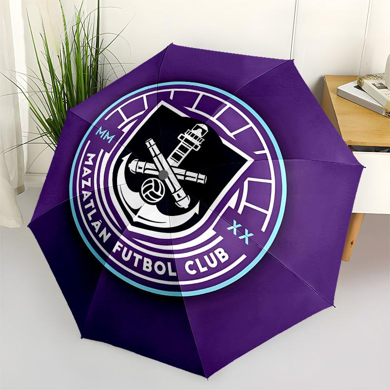 Mazatlán Futbol Club, Logo Automatic Opening and Closing, 8 rib Structure Portable Umbrella, Suitable for Men and Women in All Seasons Perf