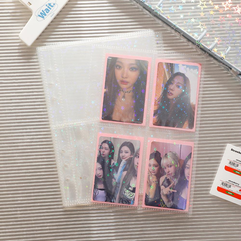 10pcs Laser Star 3/5inch Po Album Inner Sleeves Kawaii A5 Binder Refill Pockets Sleeves Toploader Pocards Notebook Diary