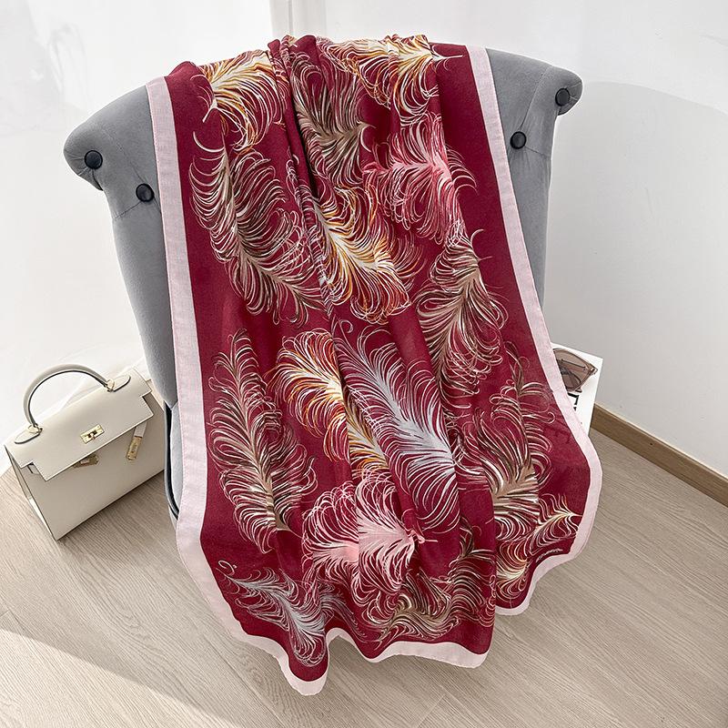 Literary Sense, Retro Pattern Printed Scarf, Femininity, Fashionable Personality, Long Scarf for Traveling, Sunscreen Shawl