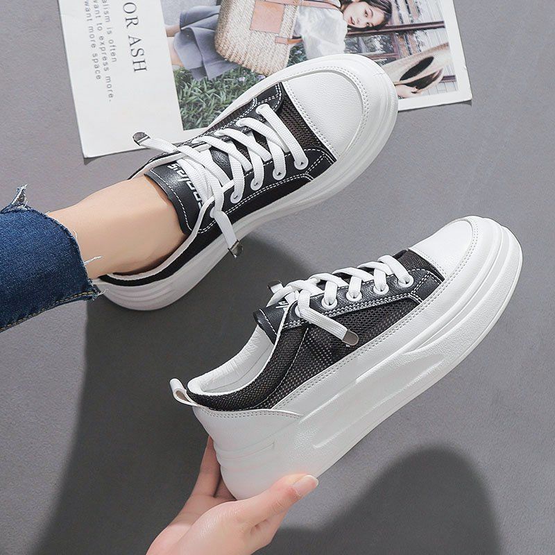 Маленькие белые туфли женские летние 2024 новые модные туфли корейская версия универсальные туфли на платформе спортивные повседневные женские туфли дышащие белые туфли