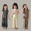 Ice Silk Kids Девочки Летняя одежда без рукавов Топы Свободные штаны 2 шт Детские комплекты одежды Корейская мода Детский костюм