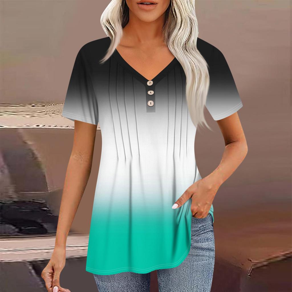 Женские рубашки с короткими рукавами, топы, элегантные повседневные рубашки, топы с V-образным вырезом и плиссировкой