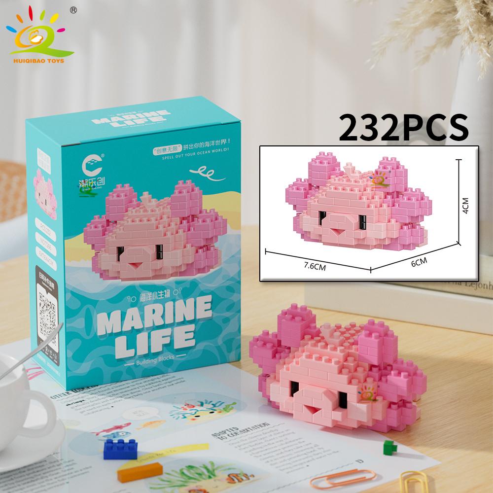 HUIQIBAO Мини Милый Акула Черепаха Краб Морские Животные Микро Строительный Блок 3D Алмазная Модель Кирпич DIY Городские Игрушки для Детей