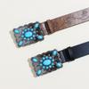 Bohemian Court Style Retro Ethnic Embossed Decorative Belt Rose Pattern Wide Belt Women
