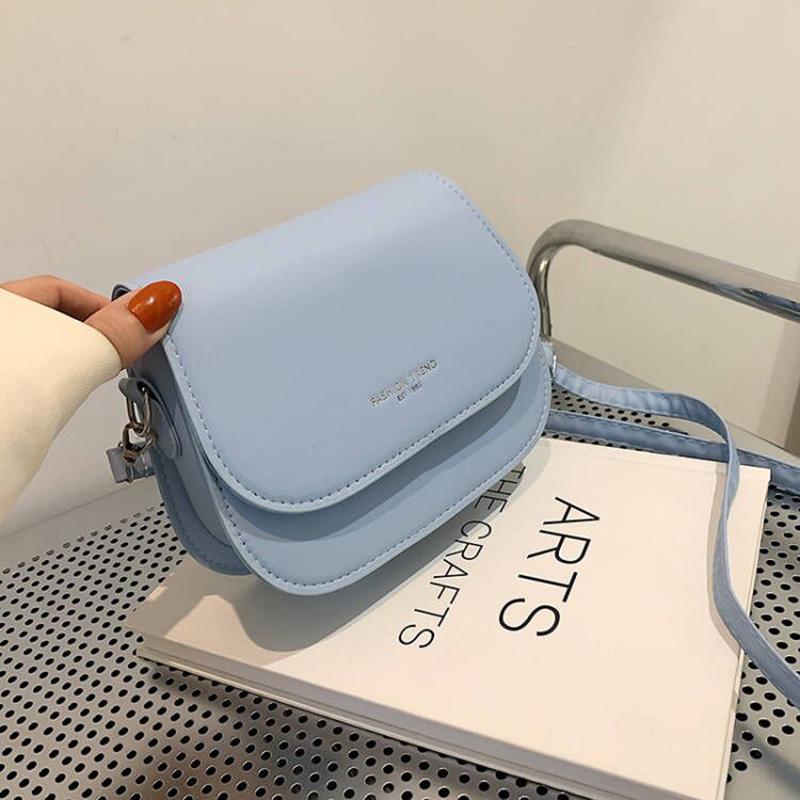 Сумка на плечо-седло, женская сумка через плечо из искусственной кожи, простая однотонная сумка с клапаном, сумка