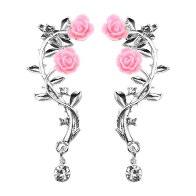 Серьги-клипсы без прокола с цветочным и растительным орнаментом, в золотом и серебряном исполнении