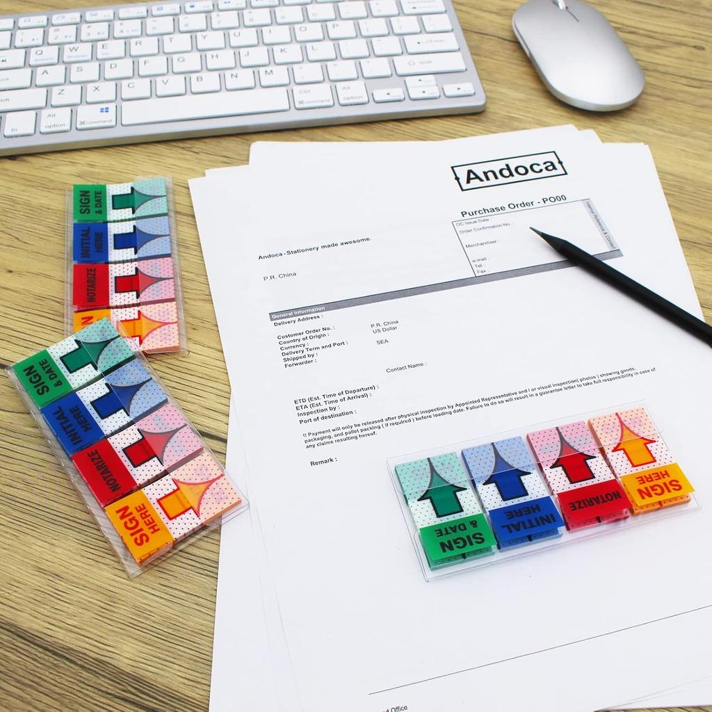 Message Flags Assorted Color, Sign Here/Notarize/Initial Here/Sign and Date, 600 Pages Total, 0.98 x 1.77 Inch Wide, Easy to Post, 3 On-The-Go