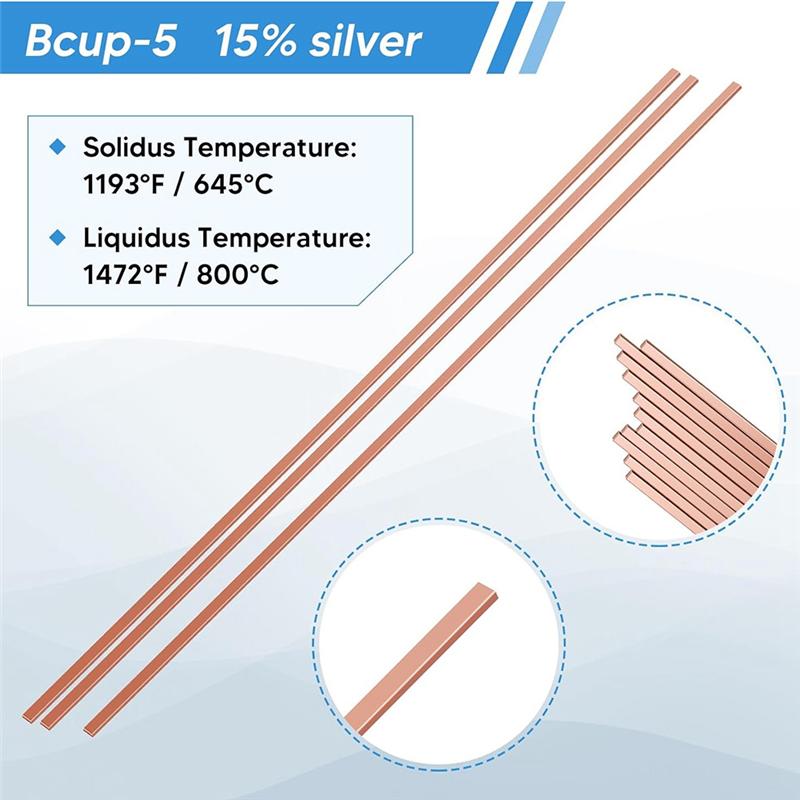 Припой-пруток A84E-Bcup-5 с 15% серебра, медно-фосфорный, промышленного класса, сварочные прутки 0,050" X1/8" X10" 60 шт.