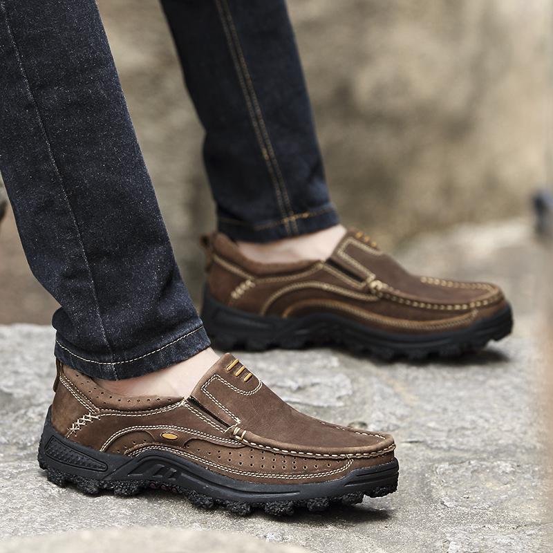 Горячие продажи обуви для пеших прогулок на открытом воздухе в Европе и Америке, модная обувь для осени, мужская кожаная повседневная обувь, массажные подошвы, лоферы