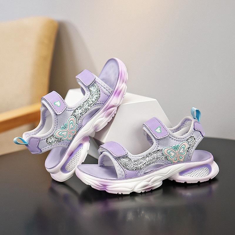 28-38 Детские летние большие легкие дышащие модные сандалии для девочек пляжная обувь