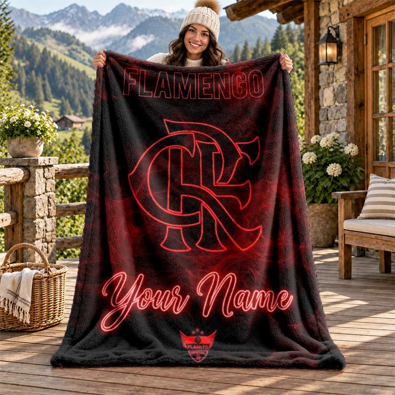 Cesta flamengo Custom Name Flannel Blanket Personalized Soft Warm Plush Throw Blanket Customized Gift for Family Friends