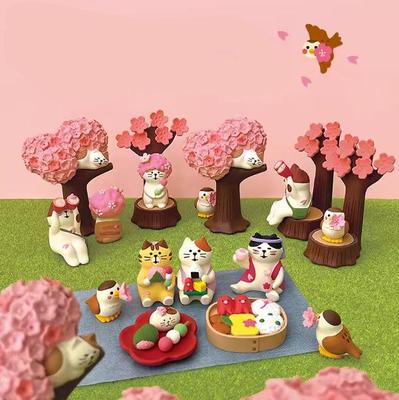 Японская Закака Кот Сезон Цветения Сакуры Фигурка - DIY Смоляное Ремесло Подарок Украшение