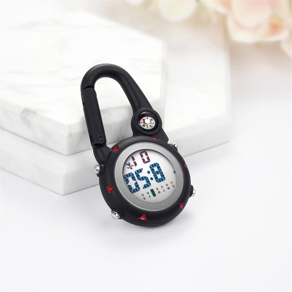 JEWELRYWE Pocket Nurse Digital Carabiner Watch Universal for Men and Simple Pocket Watch, Watch, Display, Watch, Keychain, Women, Nasucan, Bag, (Matte