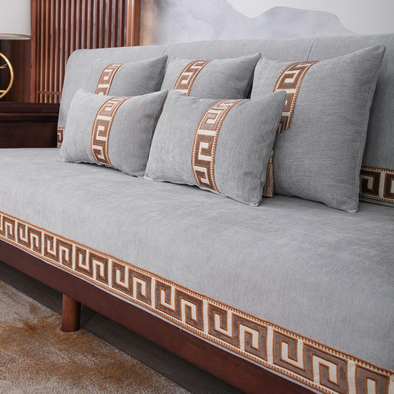 New Chinese Style Chenille Sofa Cushion Non-Slip Solid Sofa Covers for Living Room Universal for All Seasons Sofa Cover Armchair
