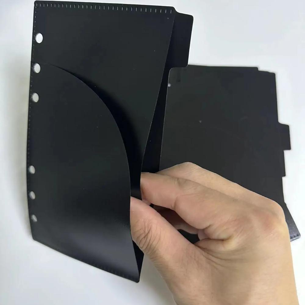 A6 Pink Black Transparent Binder Pockets Binder Folders for Notebook Divider Page Waterproof PVC Leaf Document Filing Bag