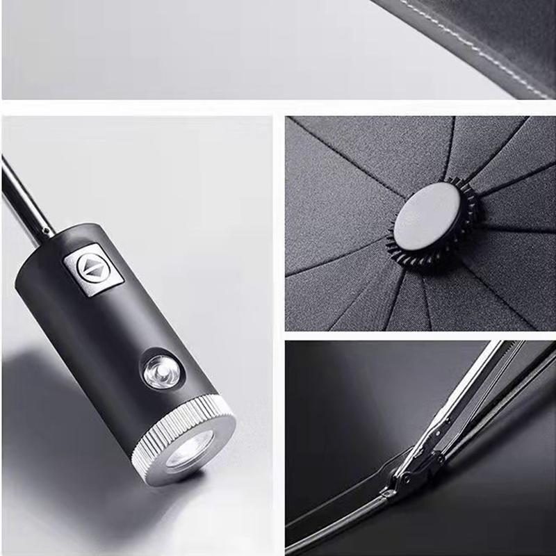 Umbrella Fully Automatic Reverse Umbrella Sunscreen Umbrella Large Umbrella Dual Use LED Flashlight Reflective Umbrella