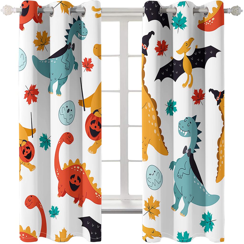 2-панельные шторы с изображением динозавра для детей, мальчиков, девочек, спальни, детской, гостиной, жалюзи от пола до потолка, cortina
