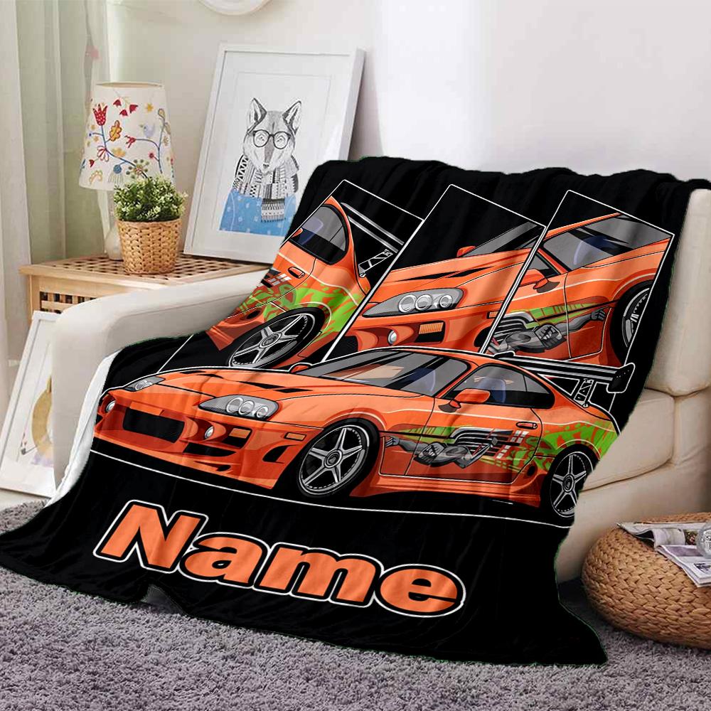 Custom Name Racing Theme Printed Blanket - Perfect for Couch, Bed, Travel & Outdoor Use | Machine Washable, Cozy & Durable.