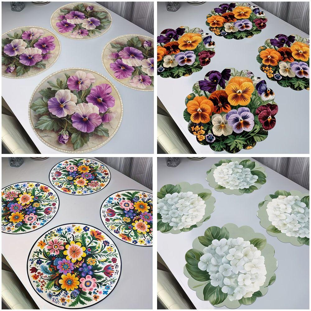 Heat Resistant Petal Round Mat Round Shape Heat Resistant Placemats Tea Party