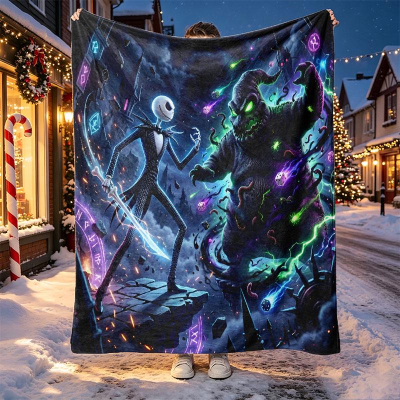 The Nightmare Before Christmas Pattern Blanket for Home Decoration, Bed, Sofa, Car Travel, Camping, Suitable for All Seasons, Birthday Christmas Gift