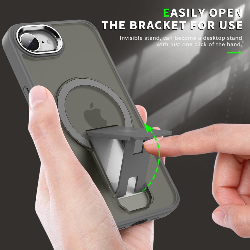 For iPhone 16e Case Compatible with MagSafe PC + TPU Phone Cover with Kickstand