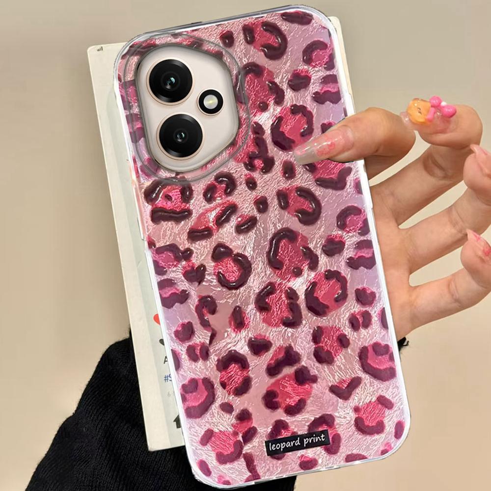Korean Fashion Pink Leopard Print Phone Case for Honor 400 200 90 Smart Pro Magic7 70 Lite X9a X9c X9b X8b X8a X8c X7c X7b Cover