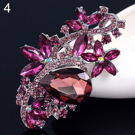 Waterdrop Flower Brooch Pin Rhinestone Crystal Brooches Bouquet Wedding Jewelry MIT