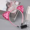 Girl Headband Sparkling Sequins Three-Dimensional Cat Ear Shape Painless Wearing Arc Hair Hoop Kids Daily Party Hair Accessory