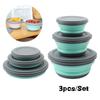 Portable Folding Lunch Box Bowl Sets Silicone 3Pcs/Set Food Container Outdoor Camping Tableware Set Foldable Salad Bowl with Lid