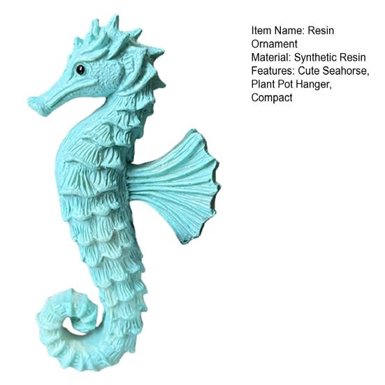 Seahorse Figurine Plant Pot Hanger Resin Seahorse Flower Pot Hugger Seahorse Statue for Planters Fish Tank Fence Edge Decoration