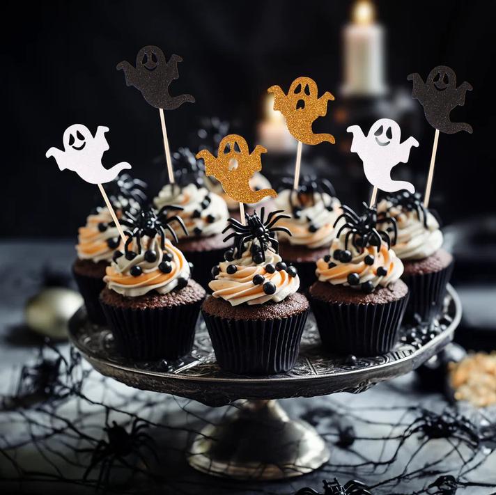 Ghost Glitter Muffin Toppers 6 pcs
