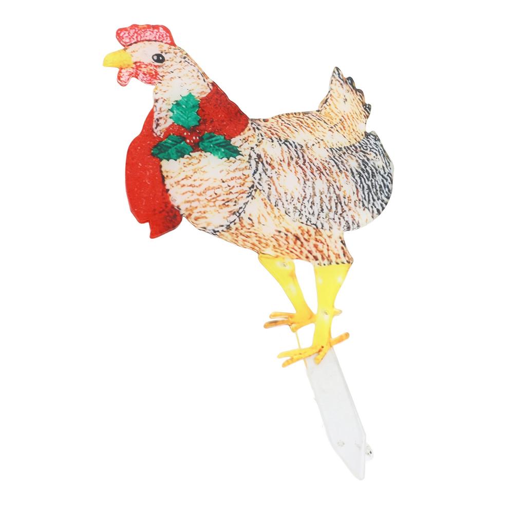 Xmas Chicken Shape Decorative LED Lights Light Up Xmas Decor with Scarf for Indoor Outdoor Room Yard