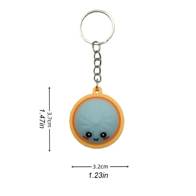 Funny Dumpling Baozi Keychains 6Pcs Pack with Steamer Random Color Novelty Key Holders for Travel Bag Decor Gifts