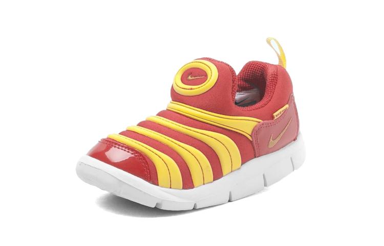 Nike Dynamo Free Abrasion Resistant Low top Toddler Shoes Bright Yellow And Bright Red Infant And Toddler 343938-618