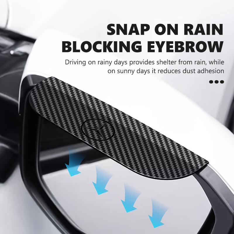 AABIJ1 Car Rearview Mirror Rain Eyebrow Carbon Fiber Sun Visor Shade Cover Accessories For Benz AMG VIANO GLB GLC GLE GLK W108 W124
